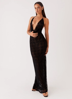 Short Sleeve Evening Glow Champagne Coastline Maxi Dress - Black