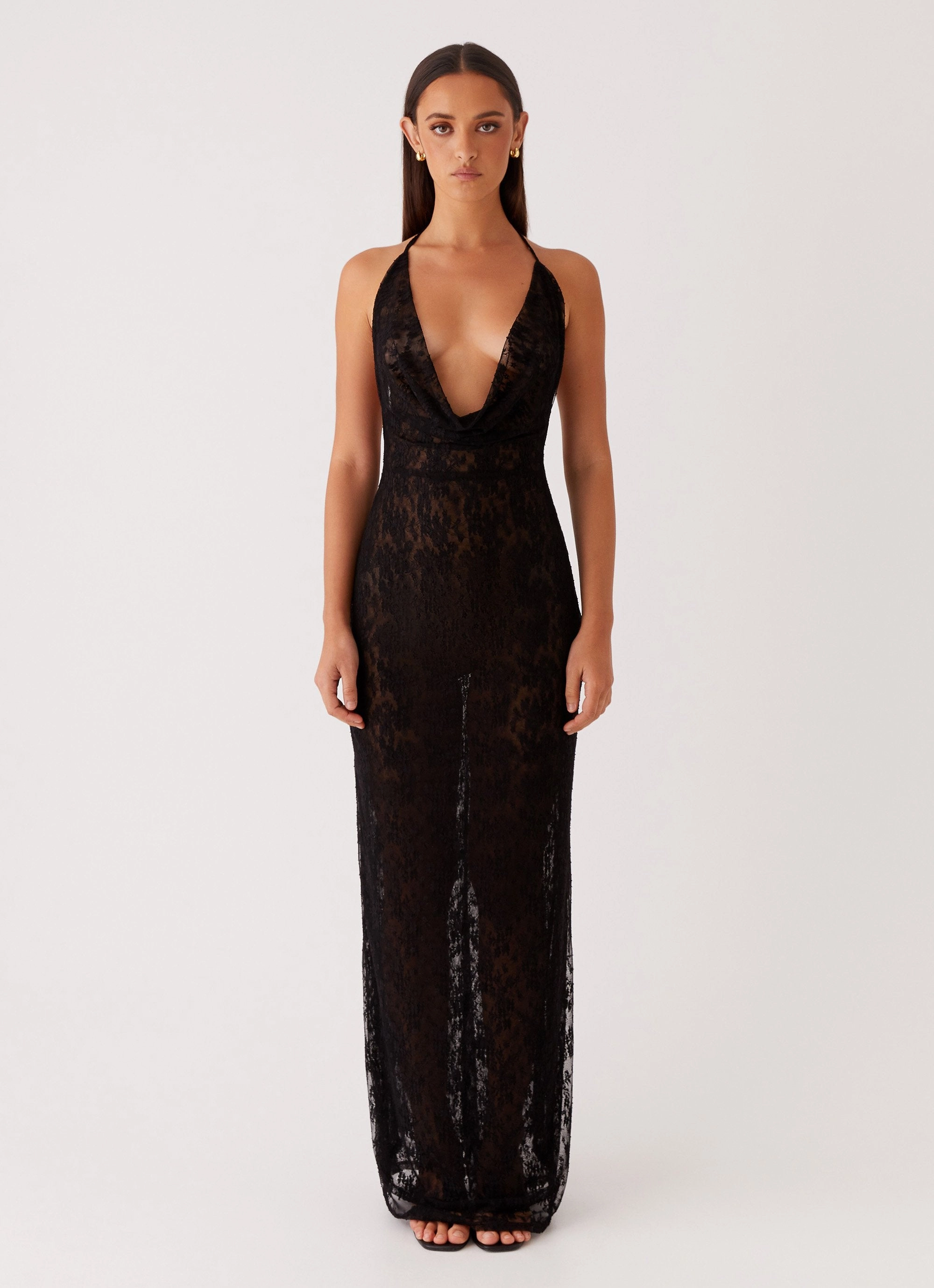 Champagne Coastline Maxi Dress - Black Soft Motion