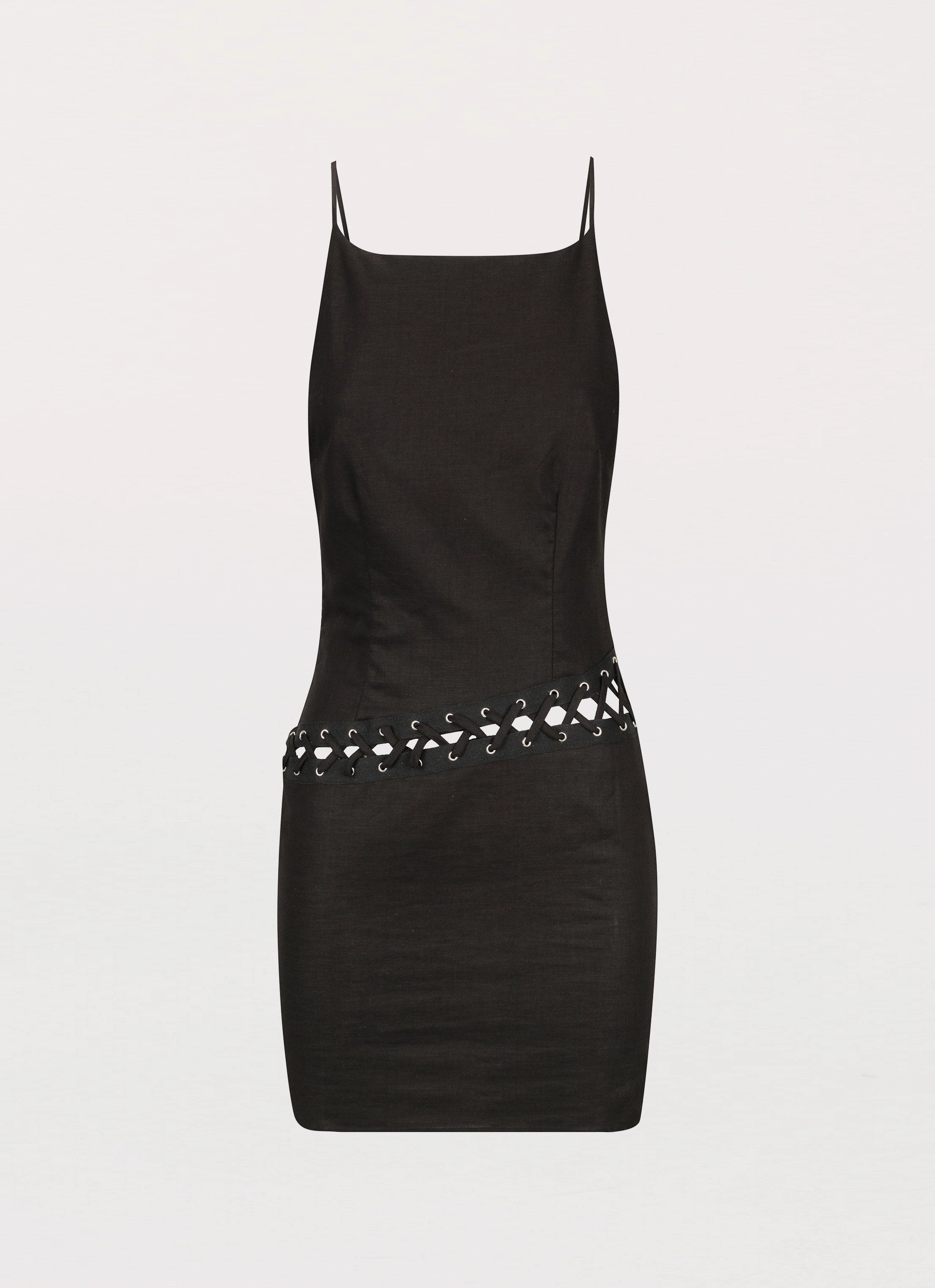 Perfect Always Linen Mini Dress - Black Snap-Closure Fashionable Wear