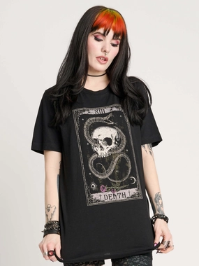Snake & Skull Death Tarot T-shirt Travel Comfort Style Multi Panel Structure