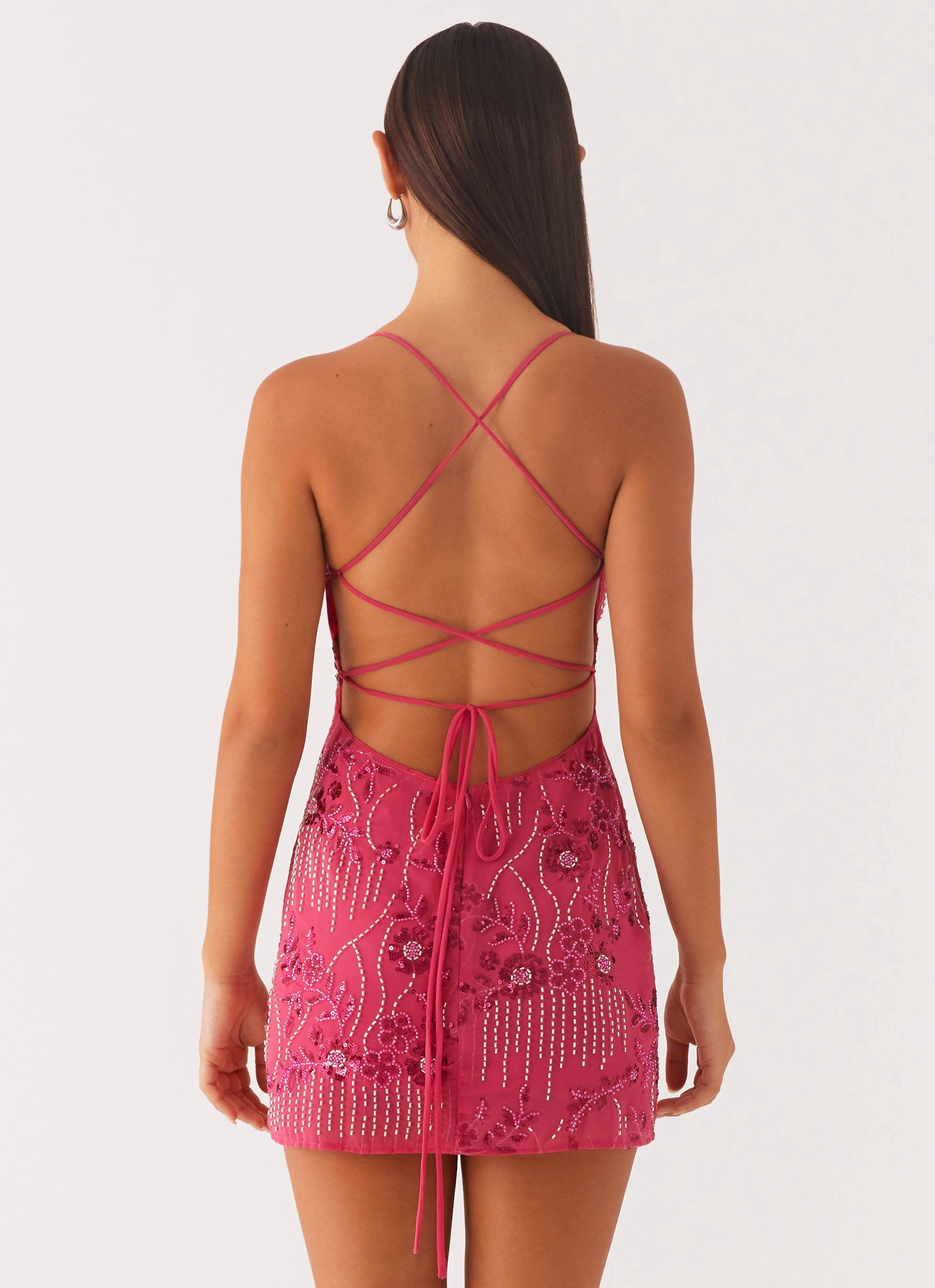 Vietta Sequin Cami Mini Dress - Fuchsia Easy Layering Piece