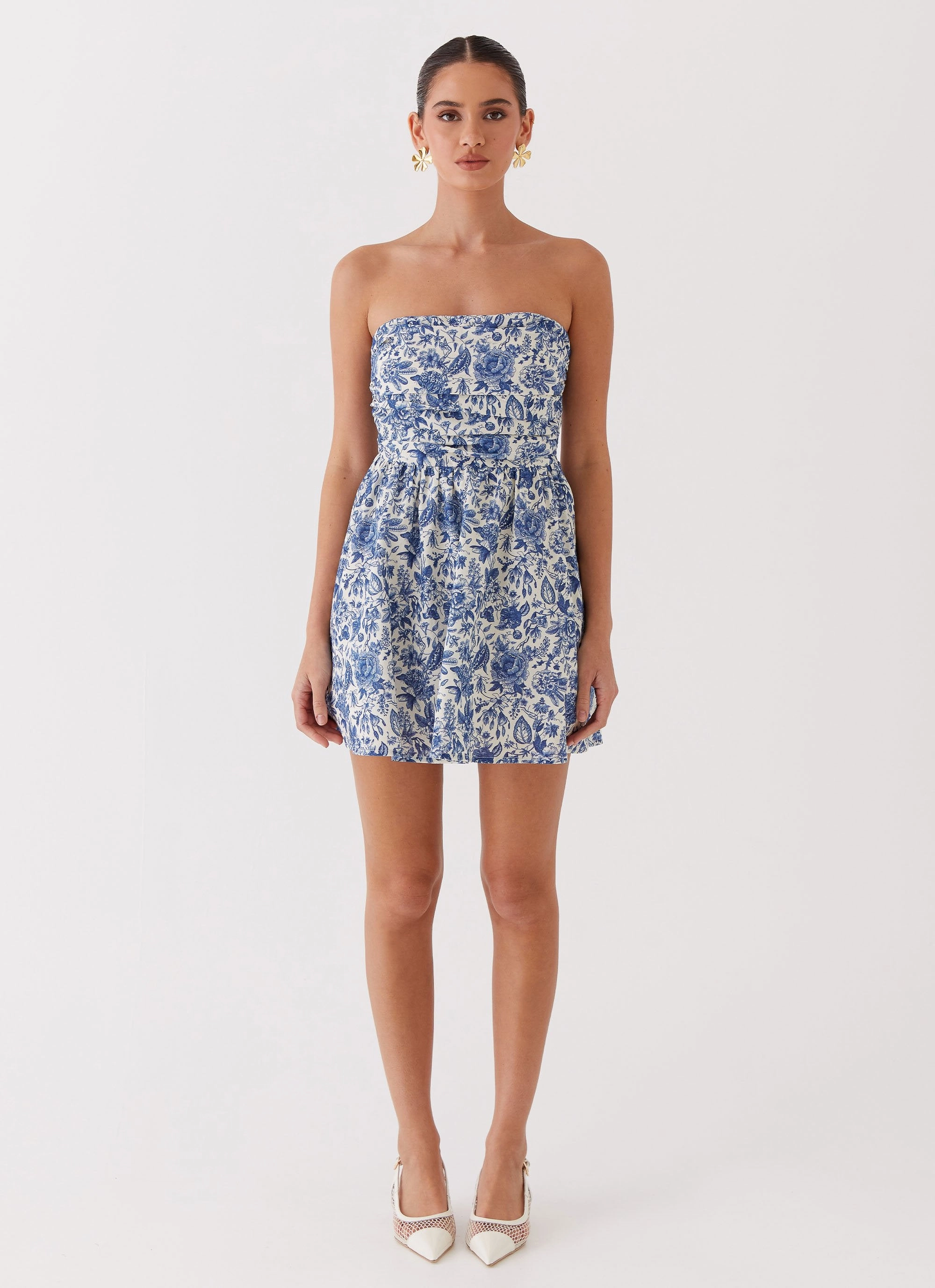 Forget Me Not Linen Mini Dress - Blue Paisley Cozy Layers
