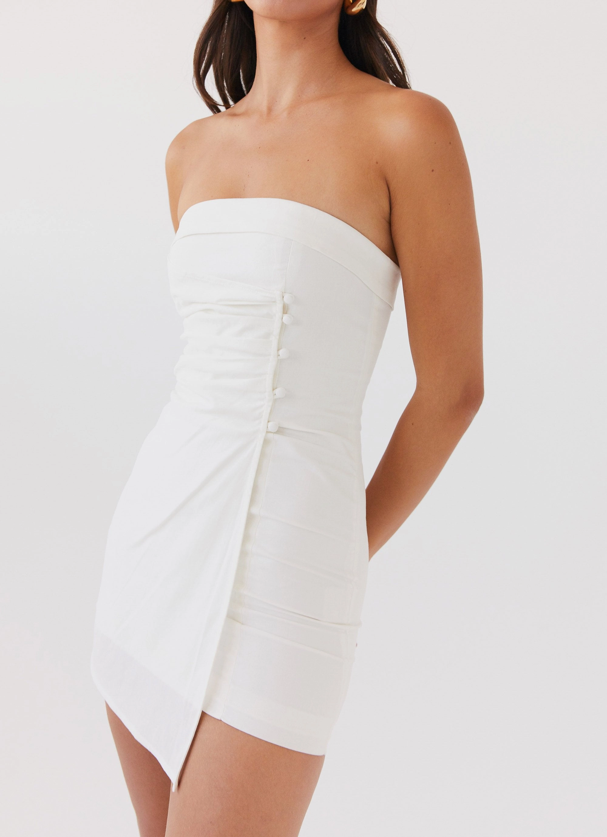 Fresh Aesthetic Lavinia Linen Tube Mini Dress - White