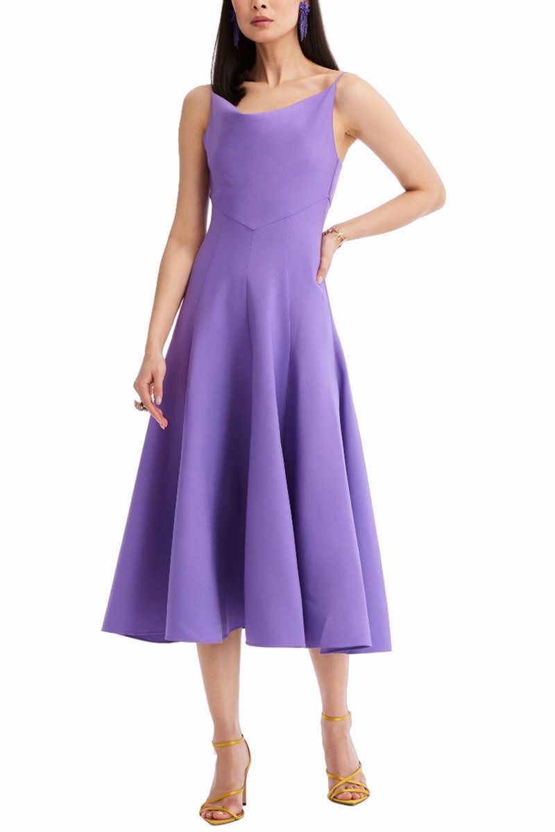Cowl Neck Midi Dress Belted-Style
