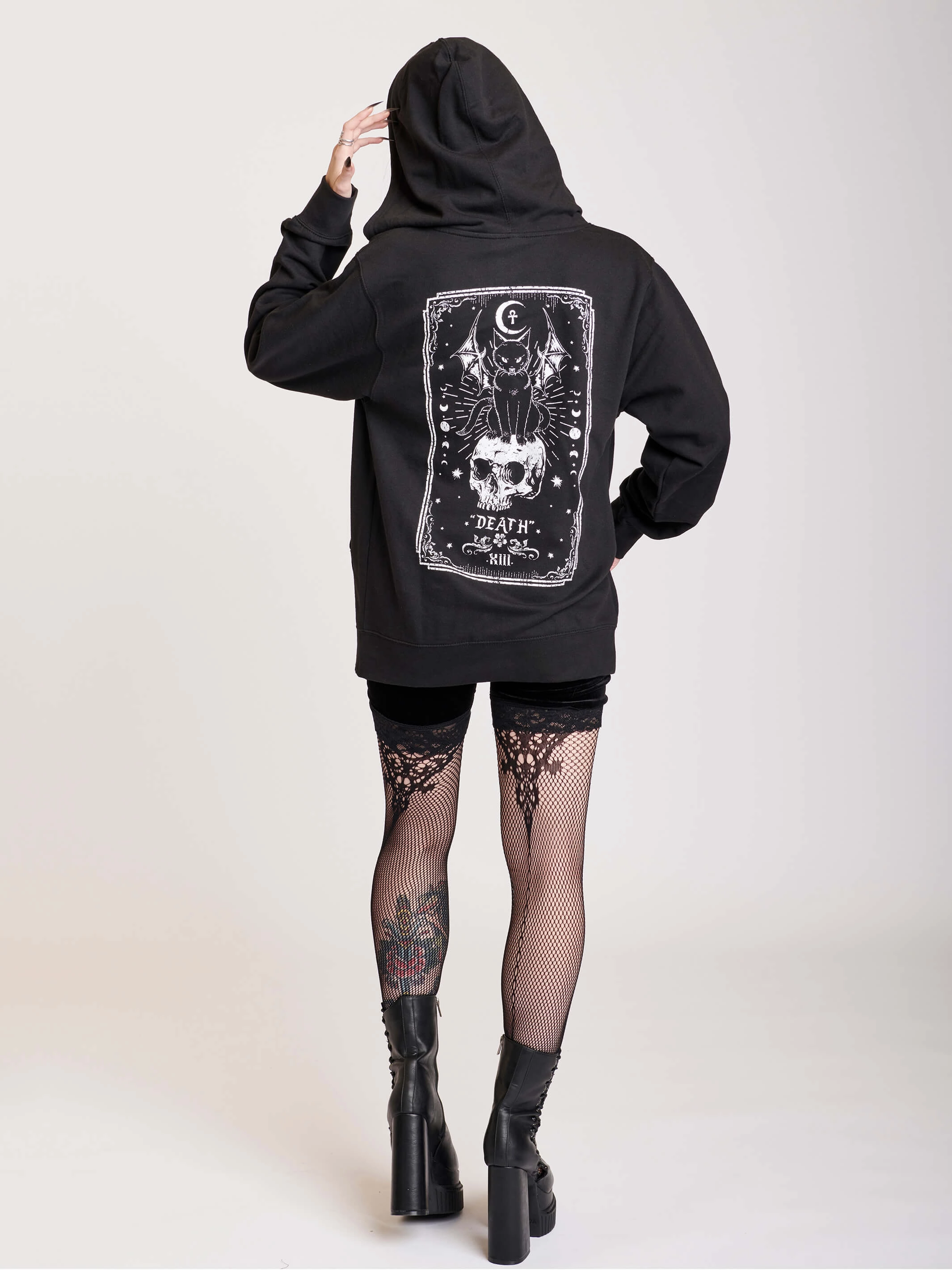 Bamboo Fiber Fabric Death Tarot Zip Up Hoodie