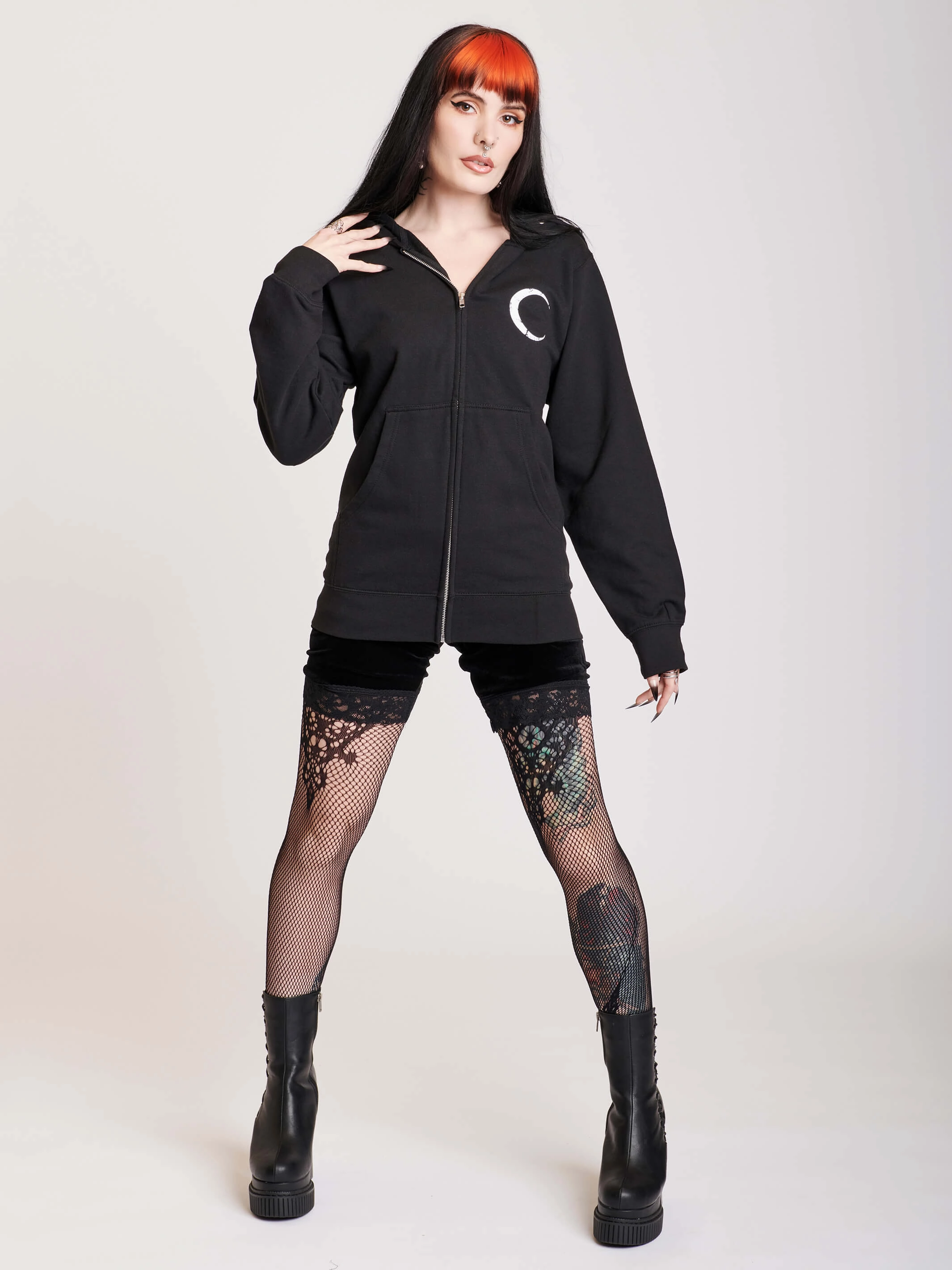 DoubleLayeredCollar Death Tarot Zip Up Hoodie