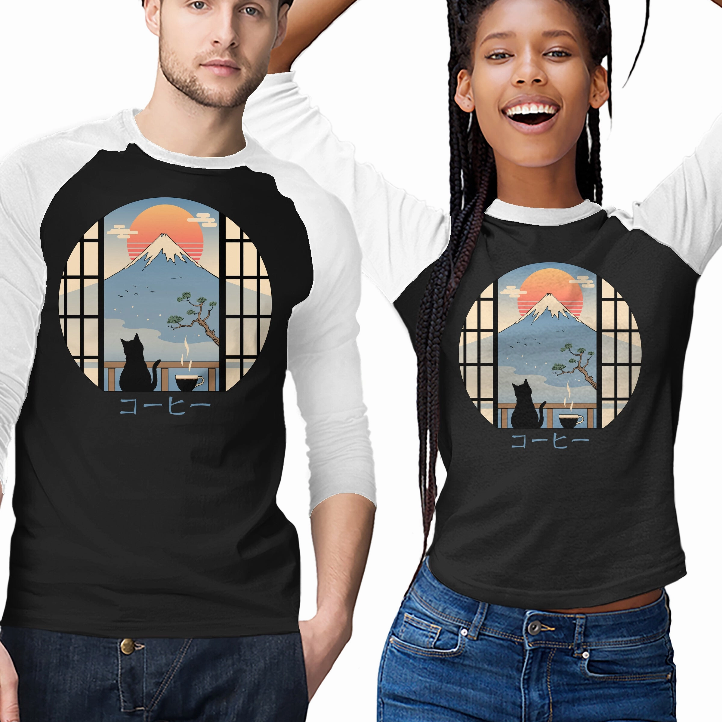 Coffee Cat In Mt. Fuji Retro Style Perfect Wear