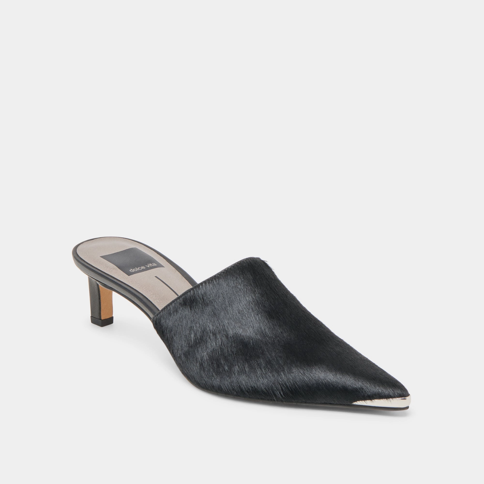 Point Cut Polished Craft LEXY HEELS NERO CALF HAIR