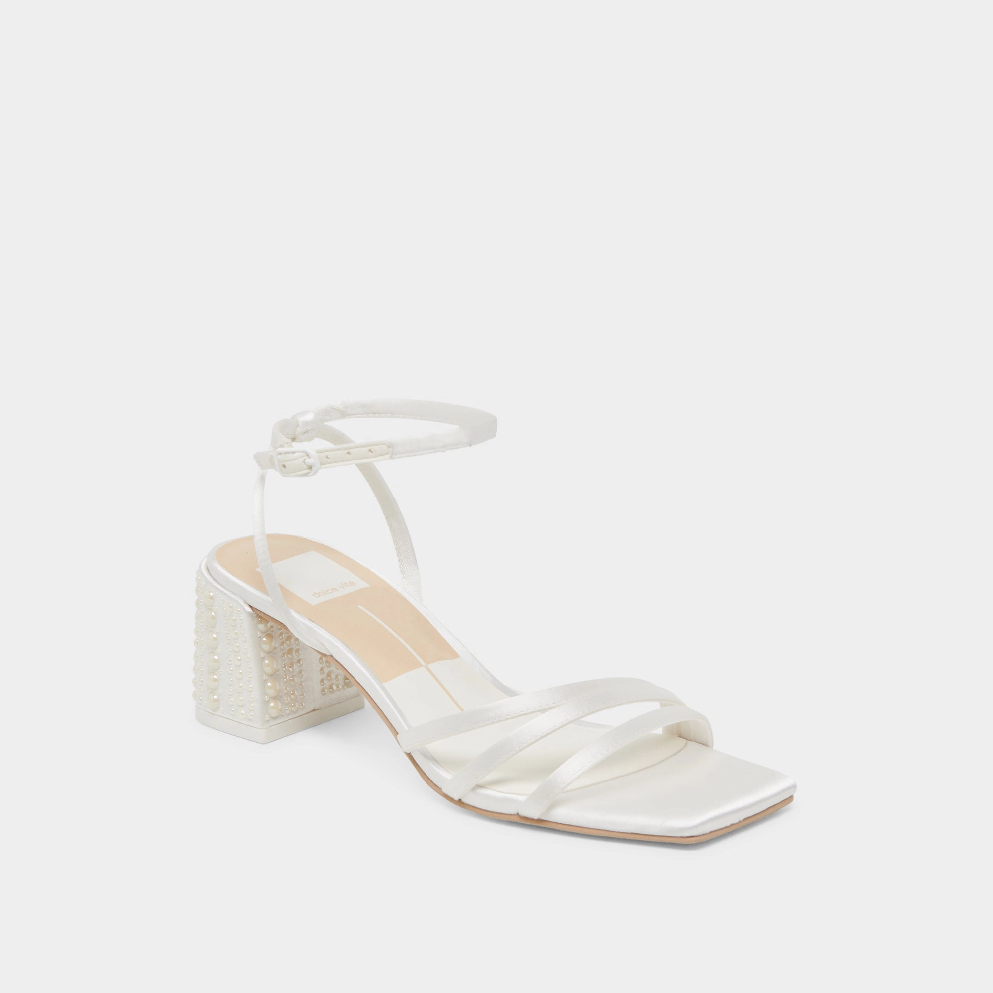 YSABEL PEARL HEELS TRUE WHITE SATIN Power Move