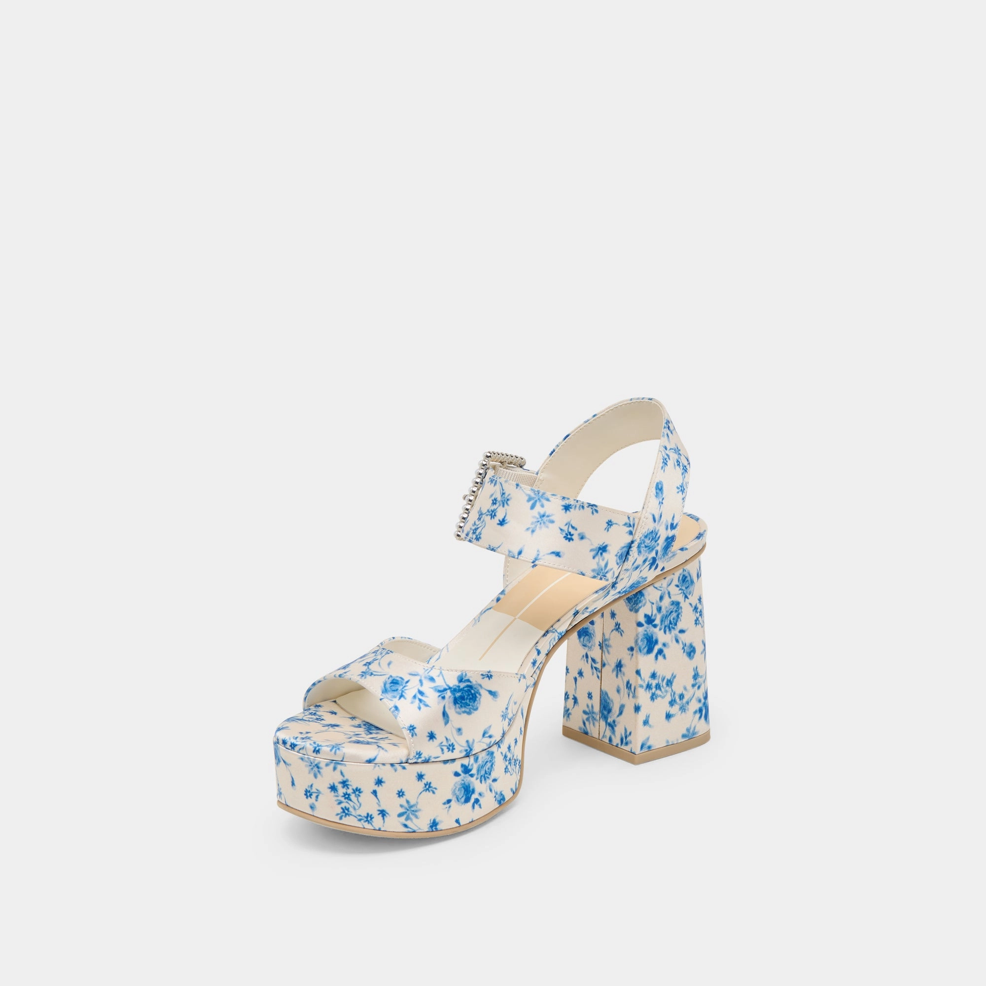 BOBBY PEARL HEELS BLUE FLORAL SATIN Occasion Footwear Wedding Pumps