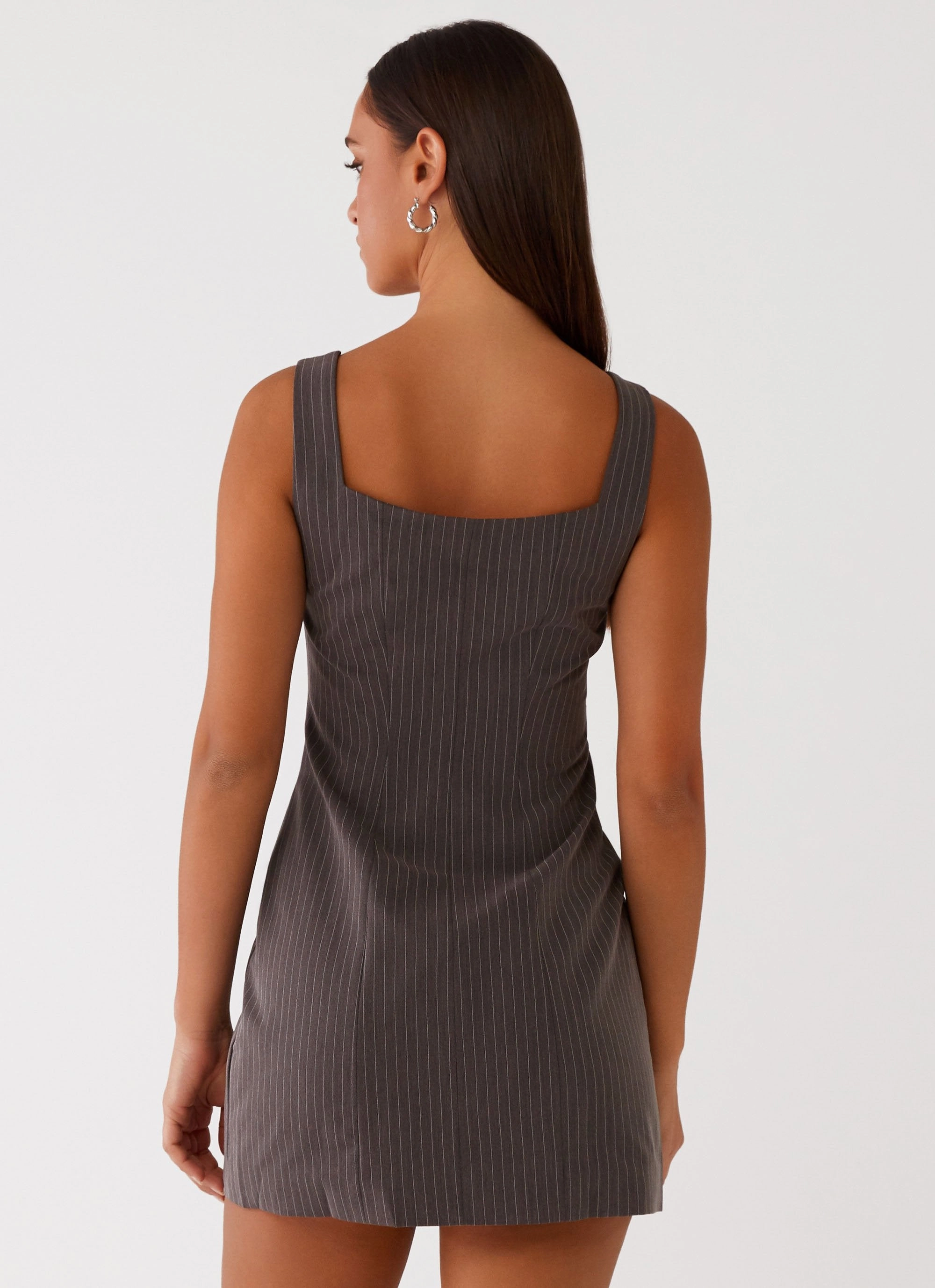 Modern Comfort Westwood Mini Dress - Grey Pinstripe