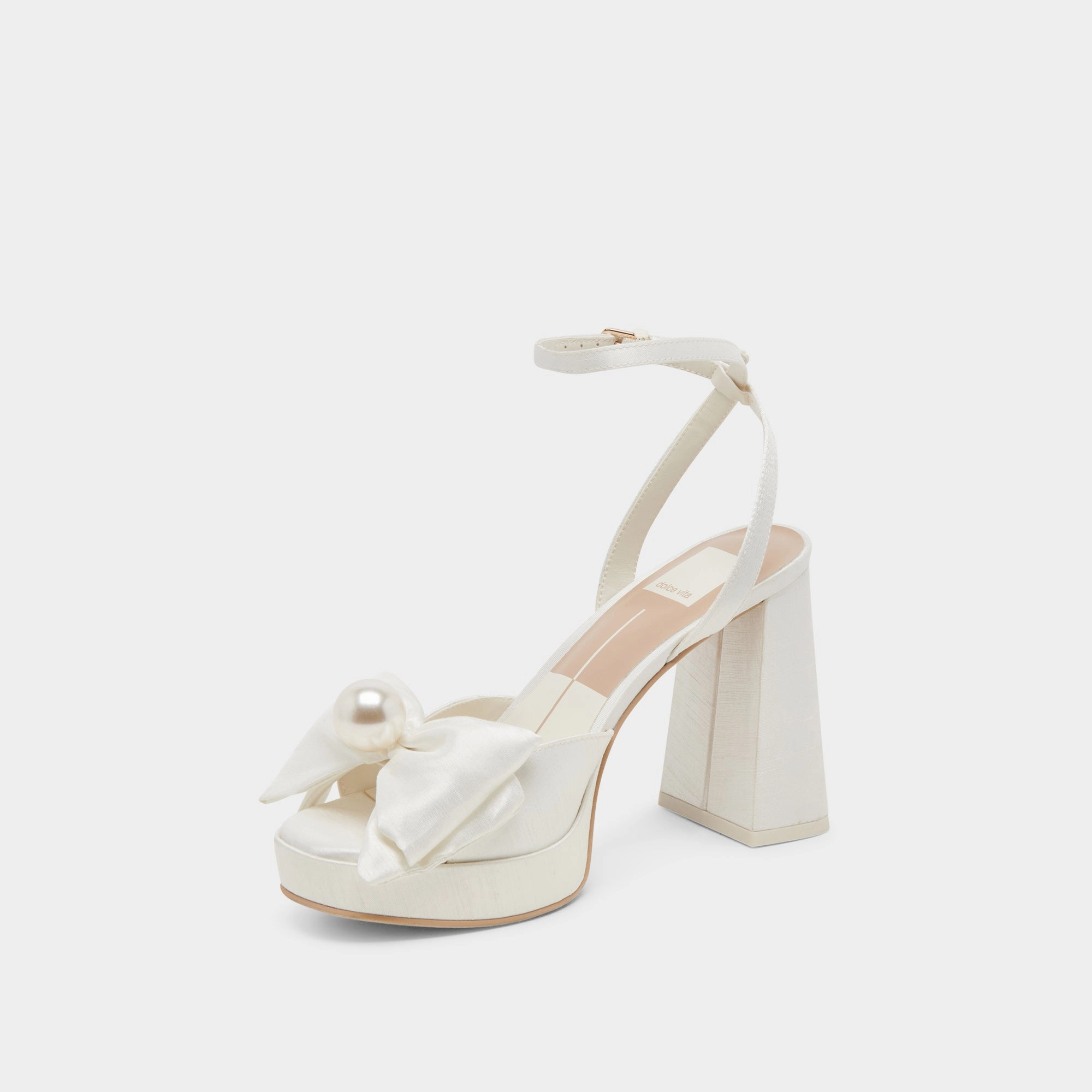 PATTON WIDE HEELS IVORY SATIN Glamorous Heels
