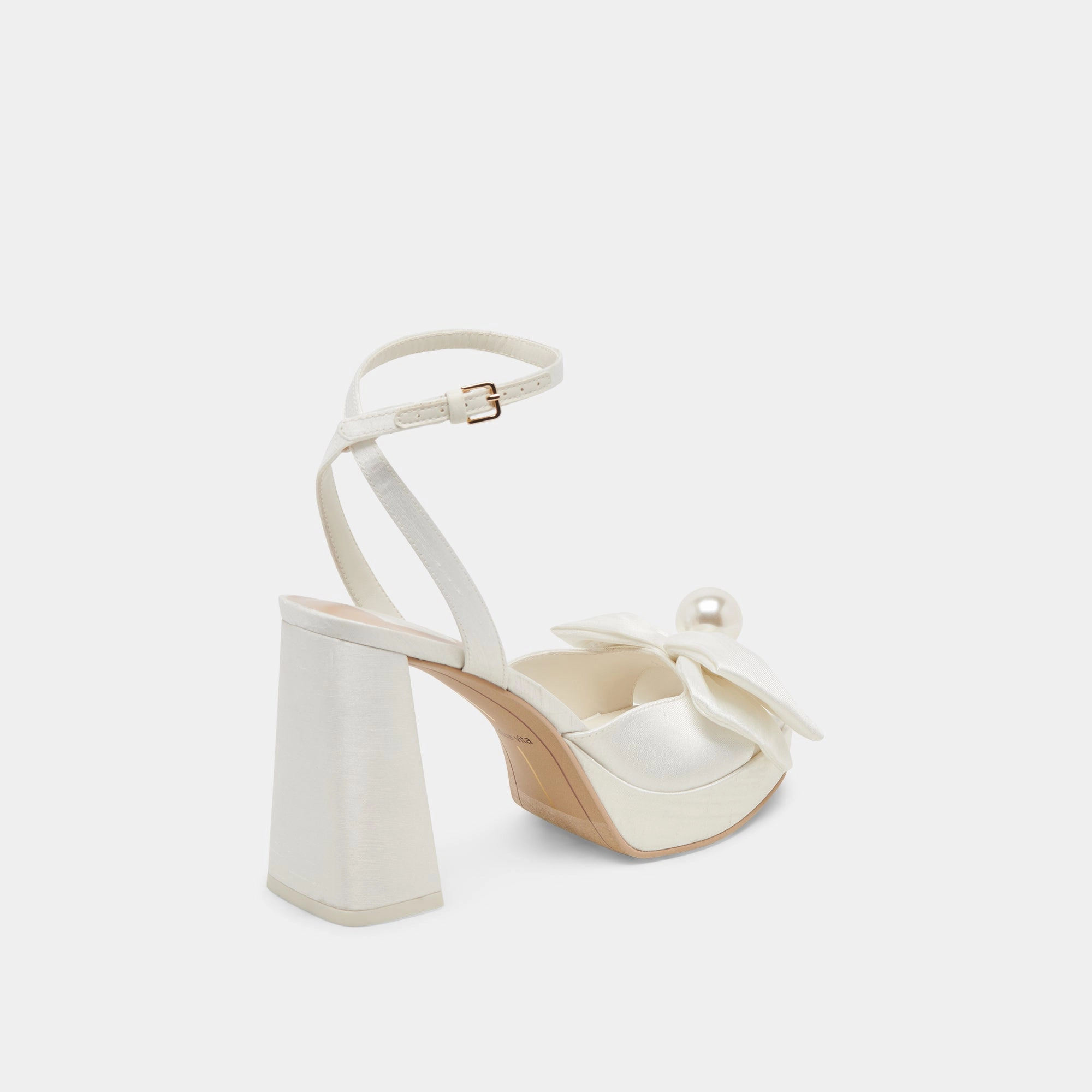 PATTON WIDE HEELS IVORY SATIN Premium Quality Show Time