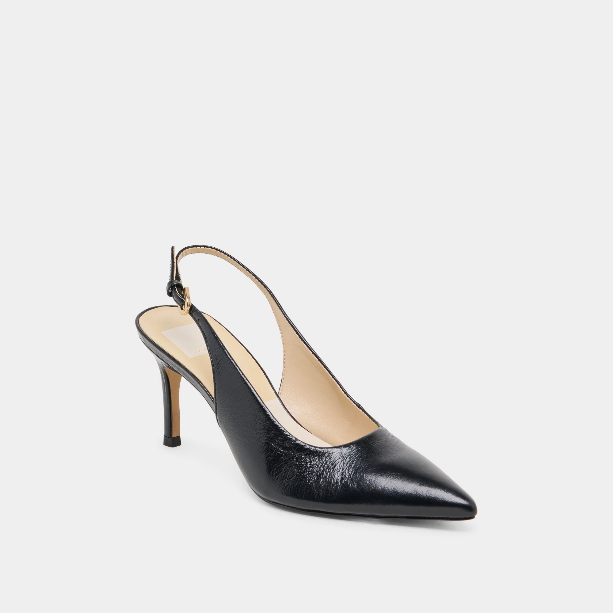 ELASI HEELS BLACK LEATHER Pointed Toe Pumps Classic Shape
