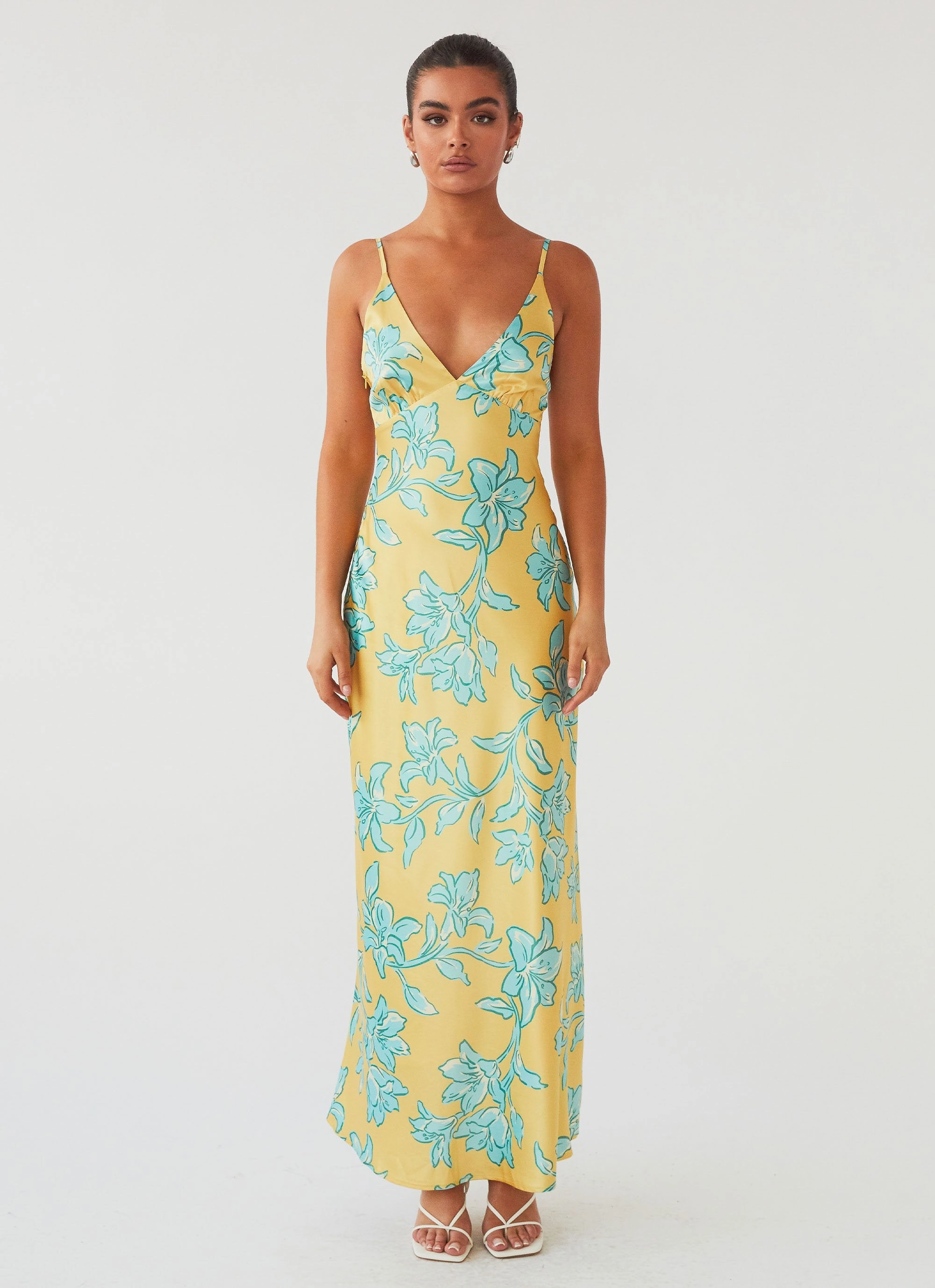 Gemstone-Detail Sorrento Sun Maxi Dress - Golden Bloom