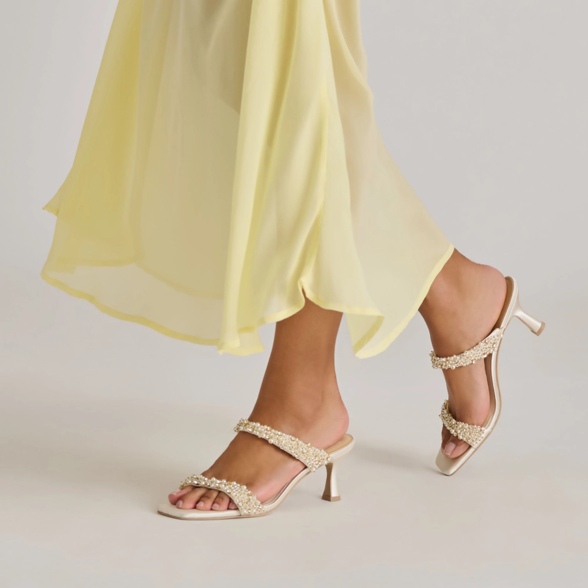 Perfect Pair GENORA RHINESTONE HEELS IVORY RHINESTONE