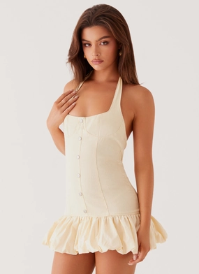 Georgina Denim Mini Dress - Antique Side Tie Polished Style