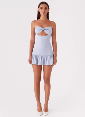 Gigi Frill Mini Dress - Blue Wrap Glow