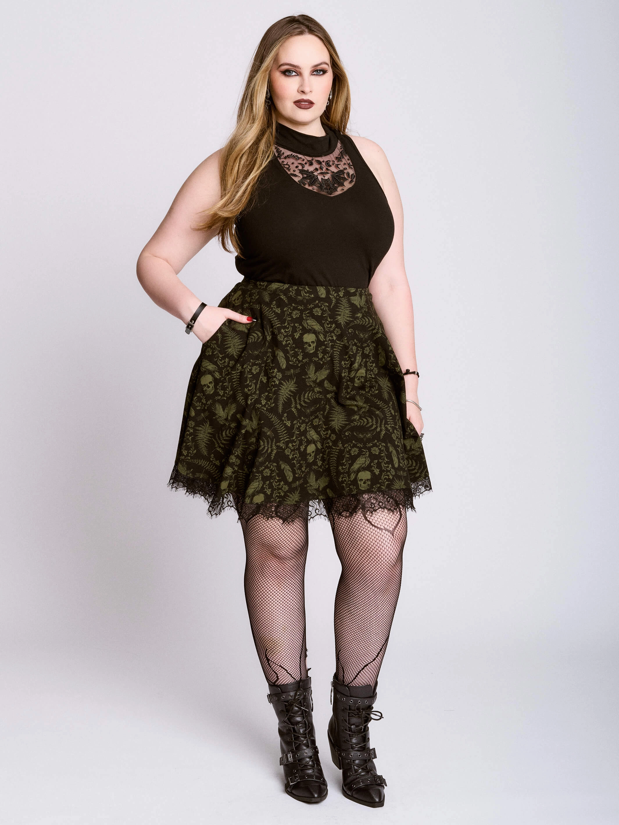 Breezy Style Simple Layer Gilded Age Skater Skirt
