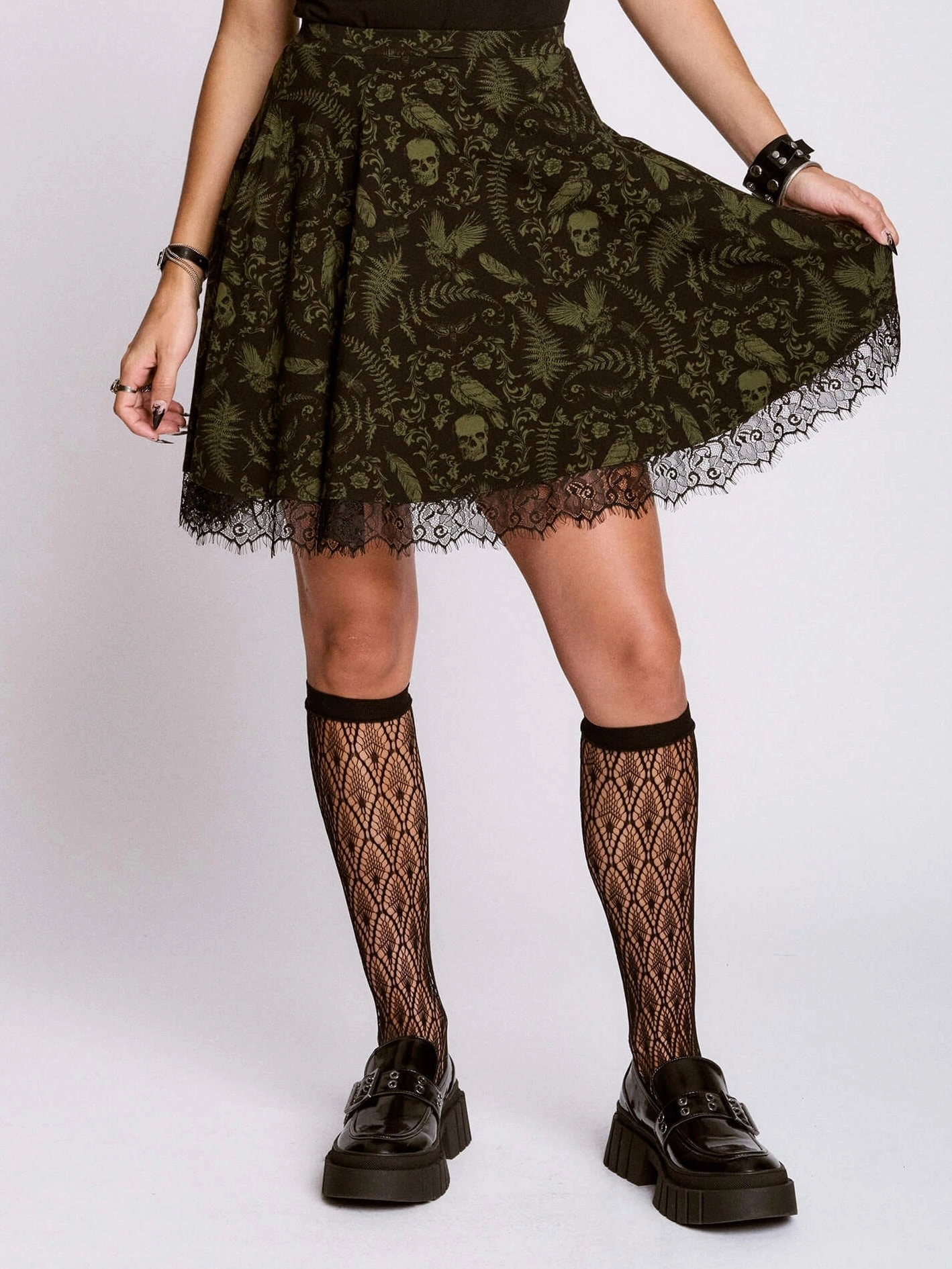 Gilded Age Skater Skirt Sustainable Abstract Motif