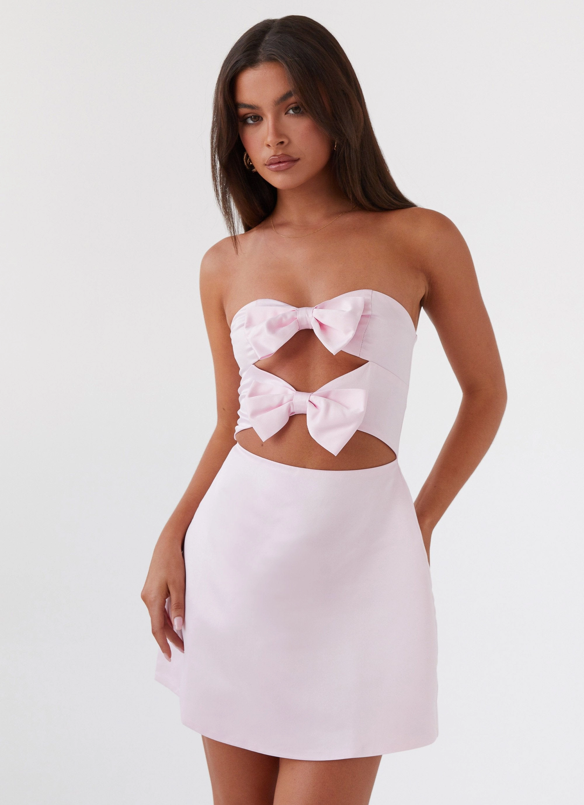 Girl Crush Bow Mini Dress - Pink Polished Details