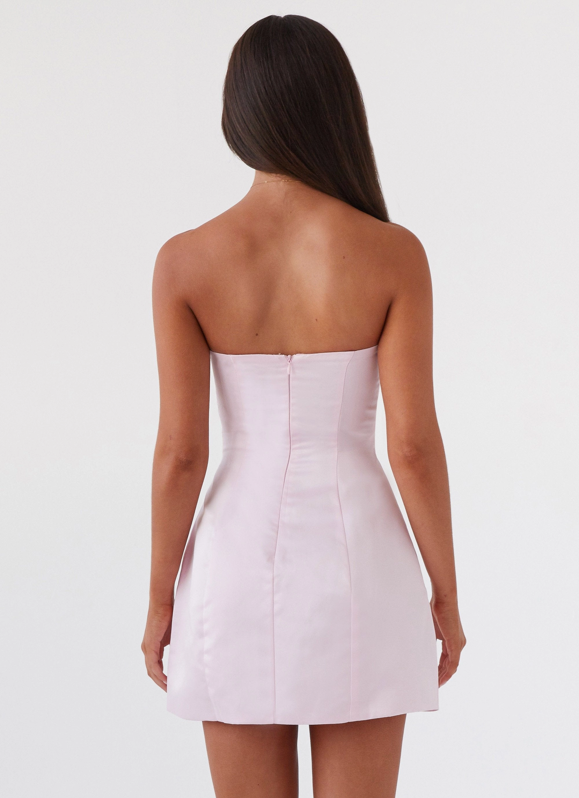 Gloss Accent Cozy Drape Girl Crush Bow Mini Dress - Pink