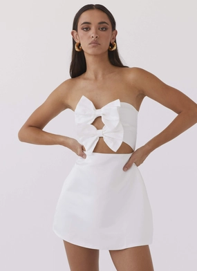 Girl Crush Bow Mini Dress - White Airy Fit