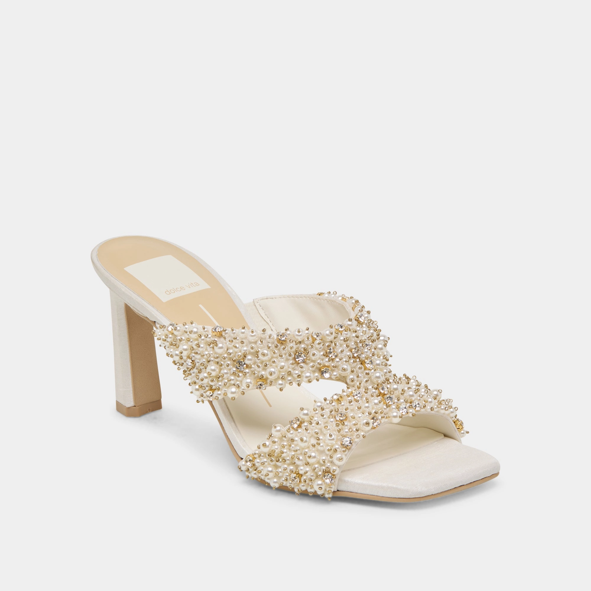 Easy Fit Iconic Shape GITEL RHINESTONE HEELS IVORY RHINESTONE