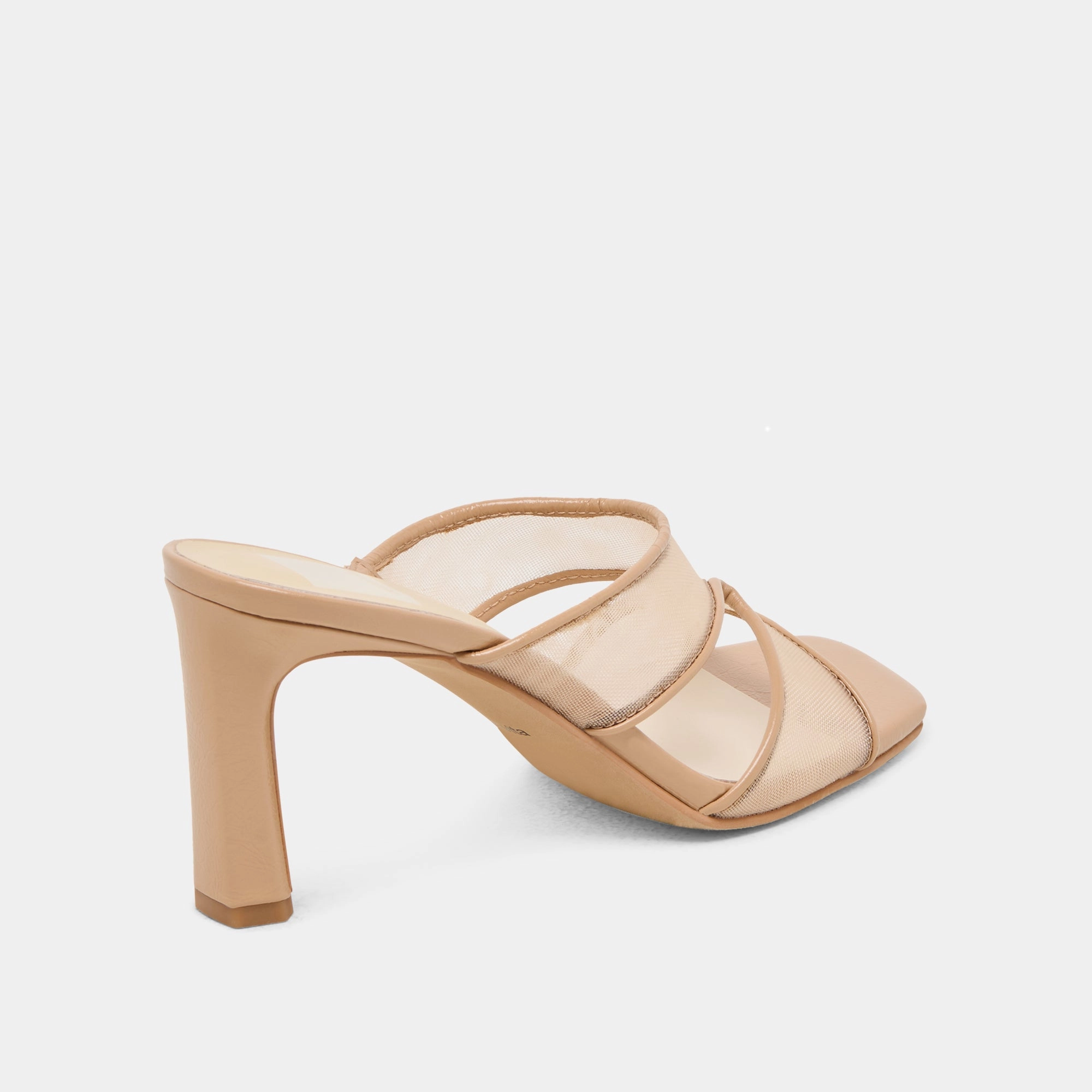 Open Toe Style Simple Chic GITEL WIDE HEELS LIGHT TAN MESH