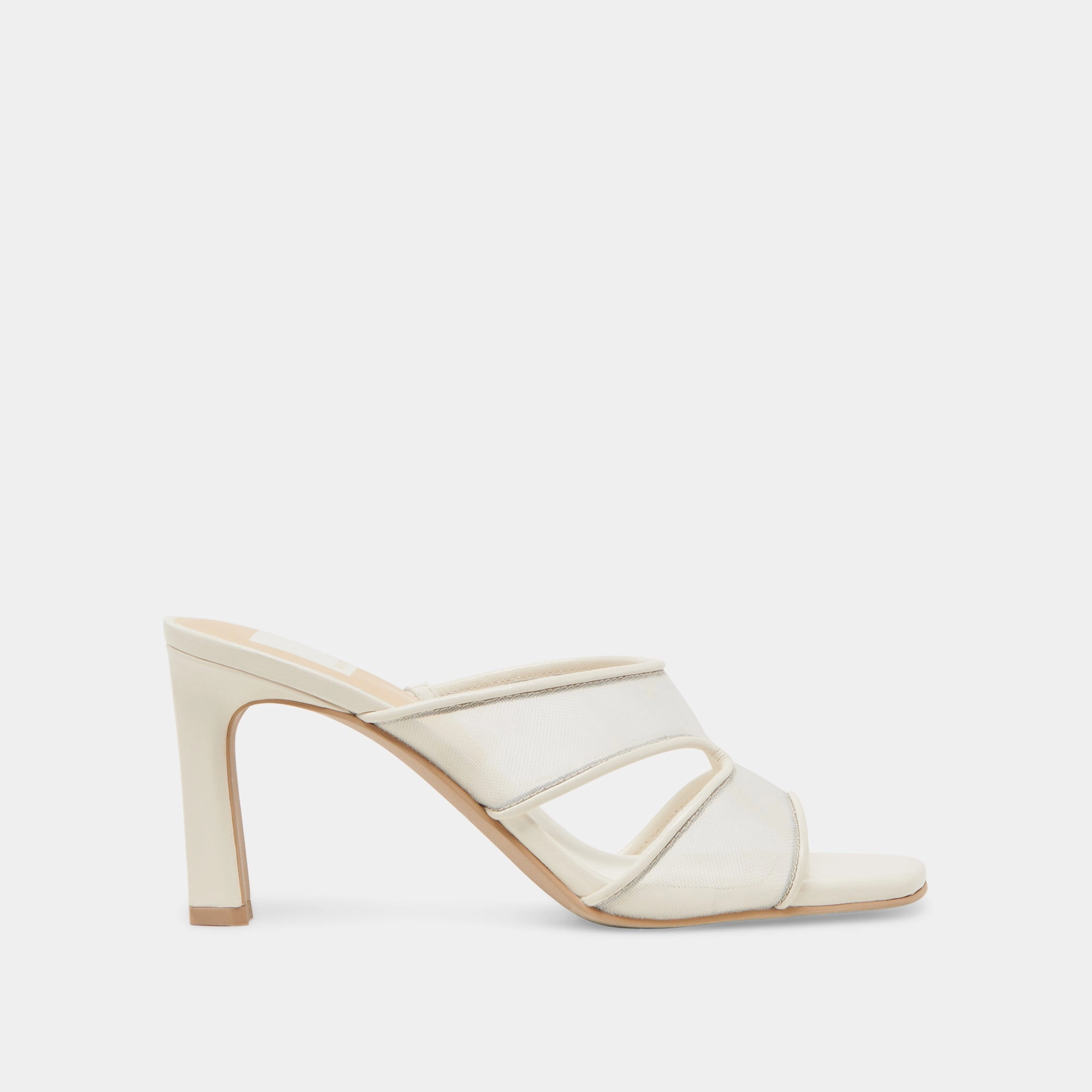 Street Style GITEL WIDE HEELS OFF WHITE MESH