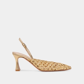 Street Queen Open Toe GLORIA HEELS GOLD WOVEN