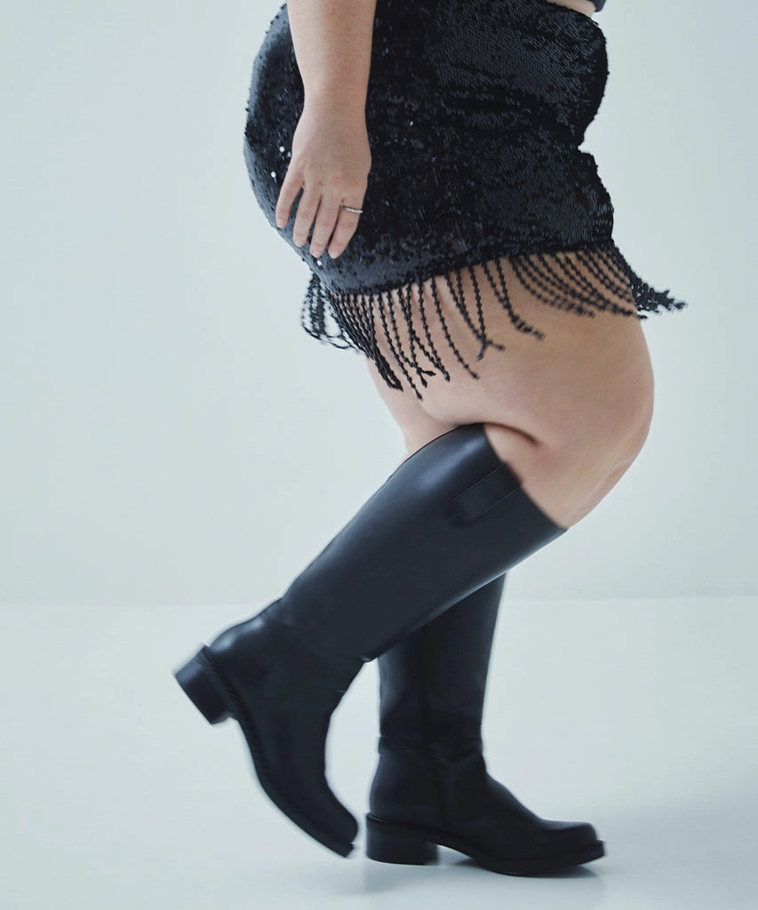 Low Profile Design GLORY H2O EXTRA WIDE CALF BOOTS BLACK LEATHER