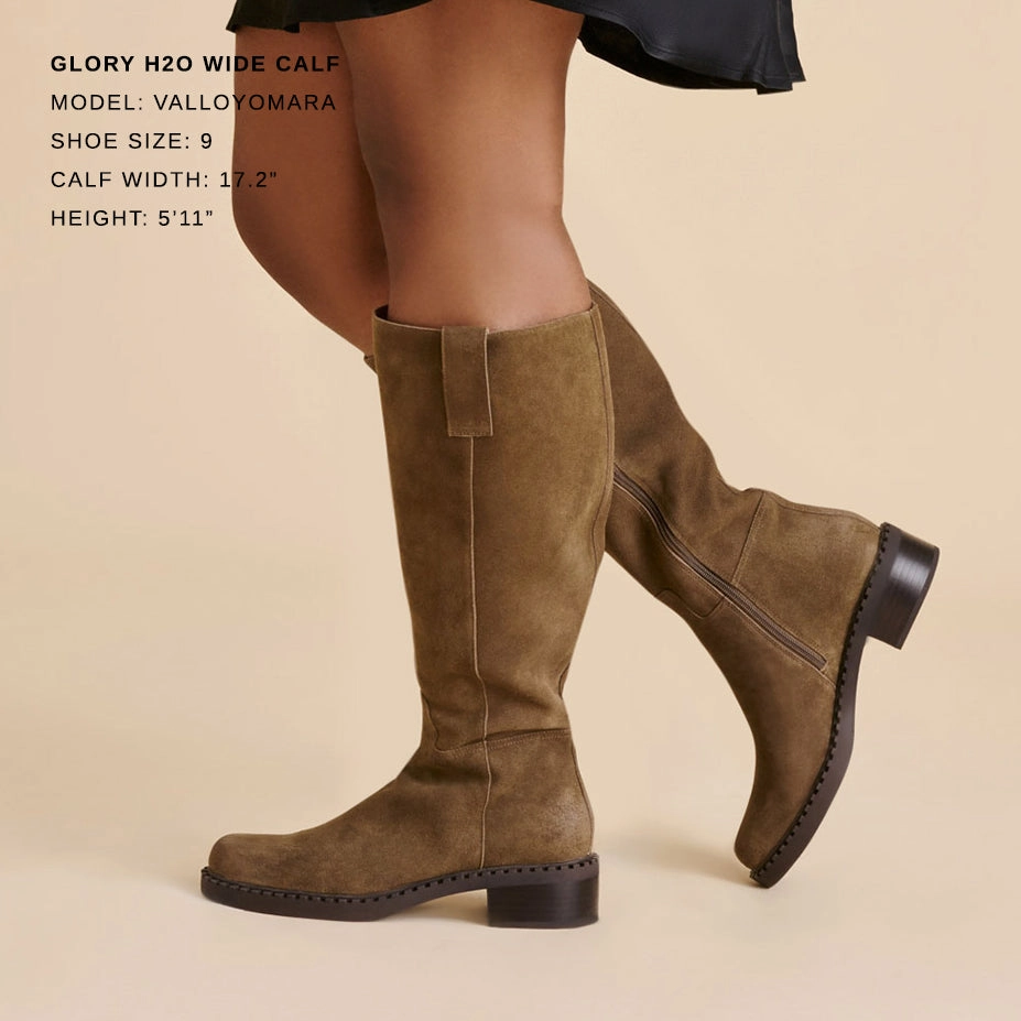 GLORY H2O WIDE CALF BOOTS OLIVE SUEDE High Traction Mountain Climber