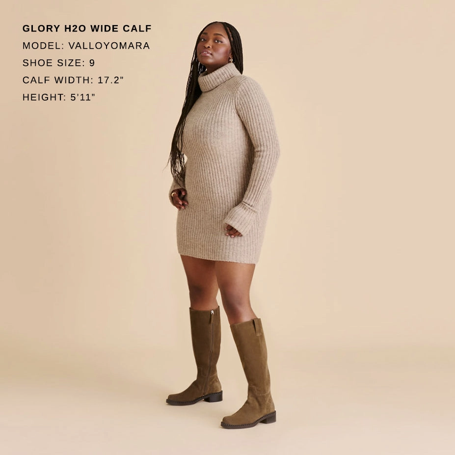 GLORY H2O WIDE CALF BOOTS OLIVE SUEDE Slip Resistant Sole Toe Protection