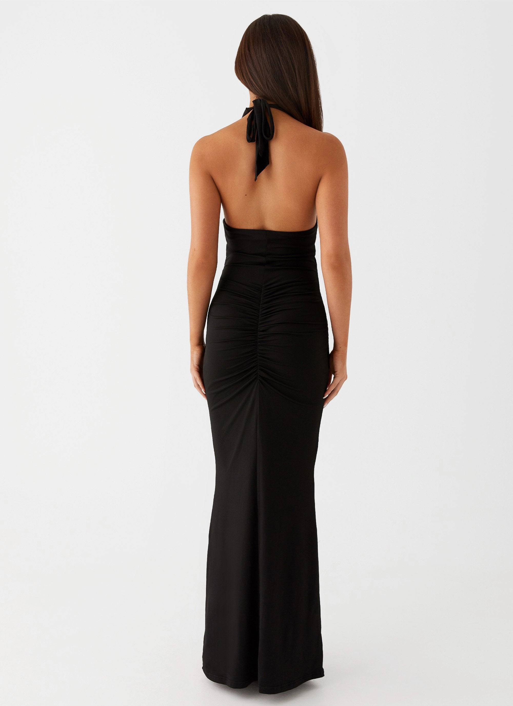 Allanna Frill Maxi Dress - Black Curvy Glam Smart Waistband Design
