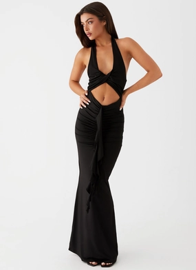 Tailored Fit Cozy Vibes Allanna Frill Maxi Dress - Black