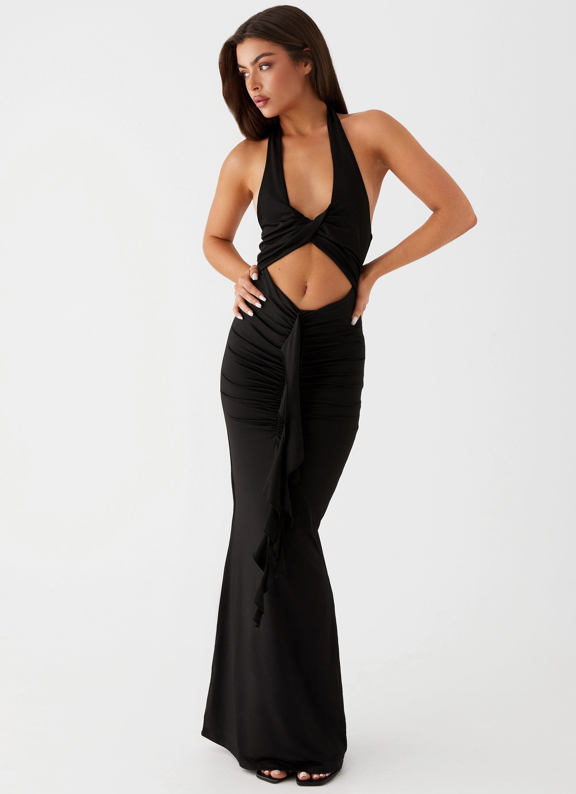 Tailored Fit Cozy Vibes Allanna Frill Maxi Dress - Black