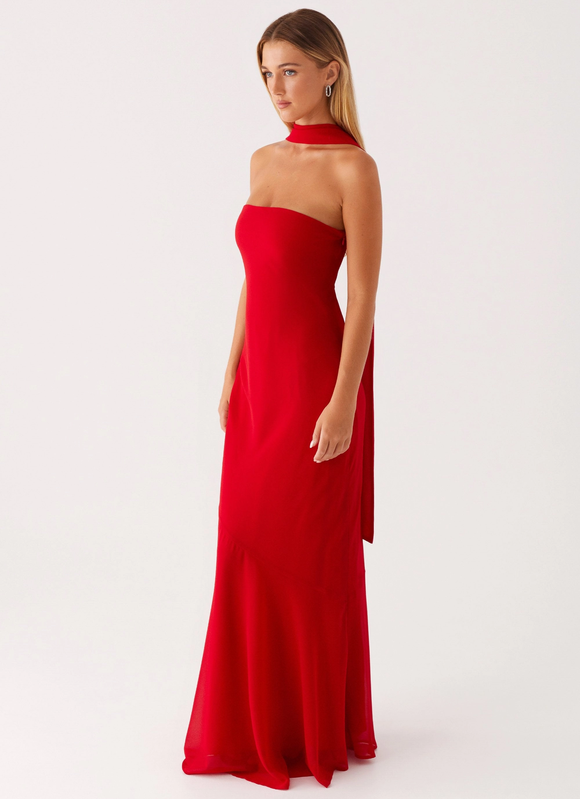 Under The Pagoda Maxi Dress - Red Sleeve Light