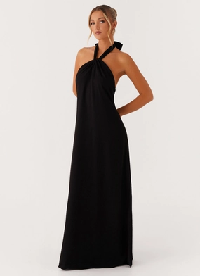 Golden Child Linen Maxi Dress - Black Calm Drape