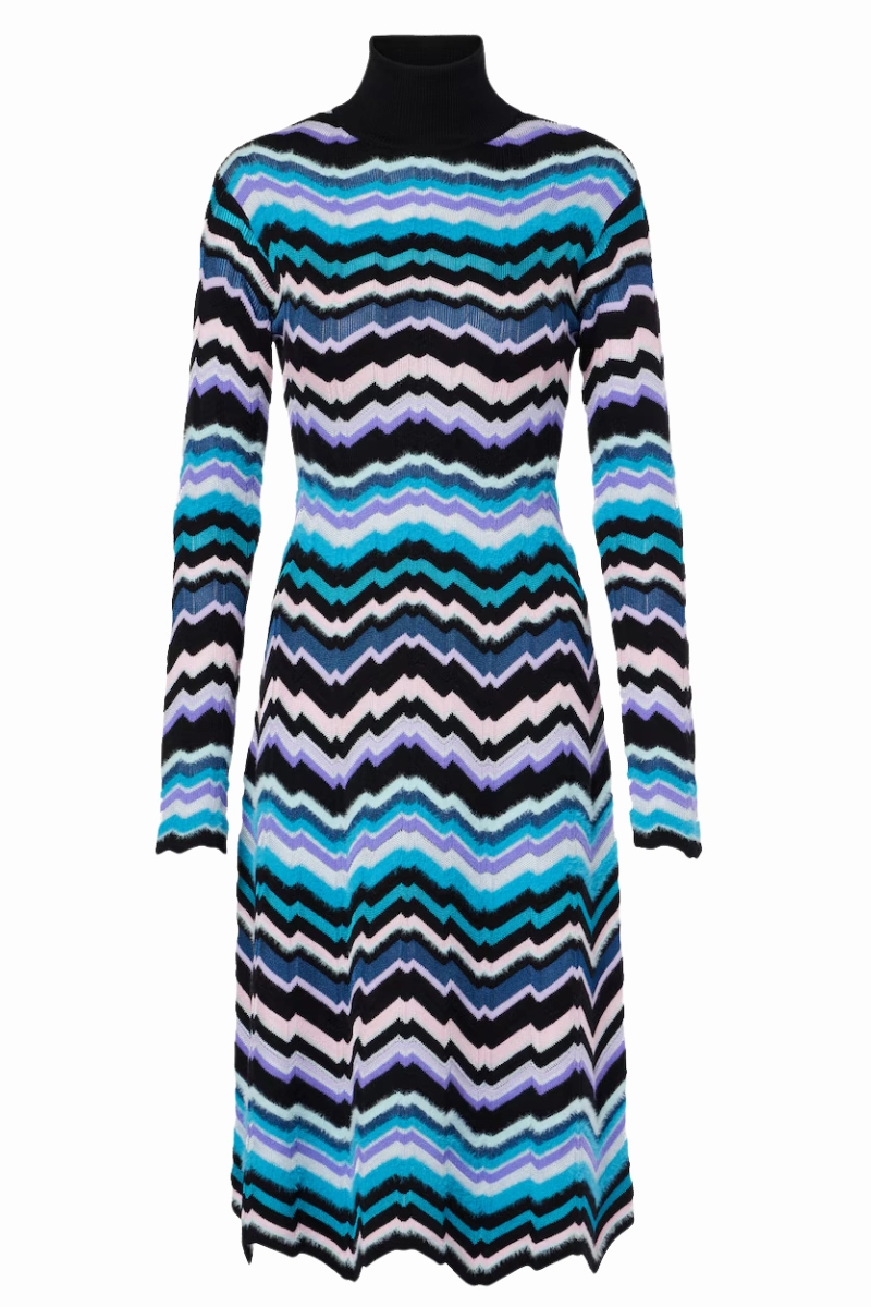 Greek Zigzag Midi Dress Knit Warm Fashionable outfit for outings