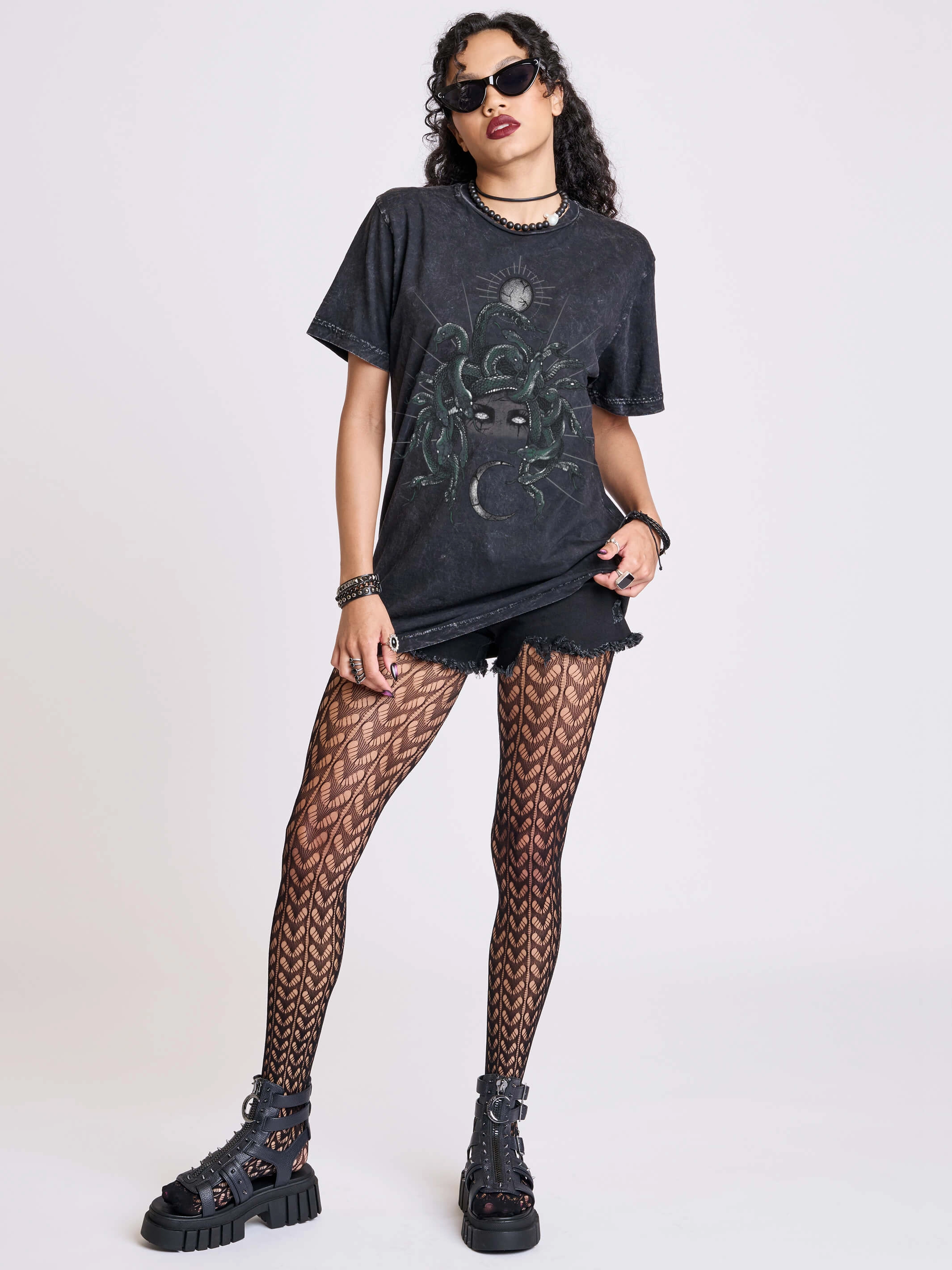 Fashion Top Prom Green Medusa T-shirt