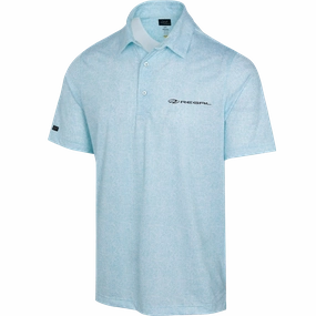 Perfect Comfort Moisture Wicking Fabric Greg Norman Light Blue Coral Print Polo