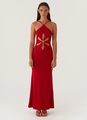 Grow Together Maxi Dress - Red Soft Drape