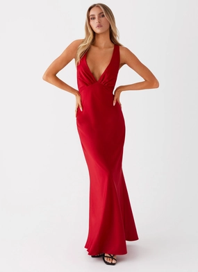 Comfortable Silhouette Slyvia Maxi Dress - Red
