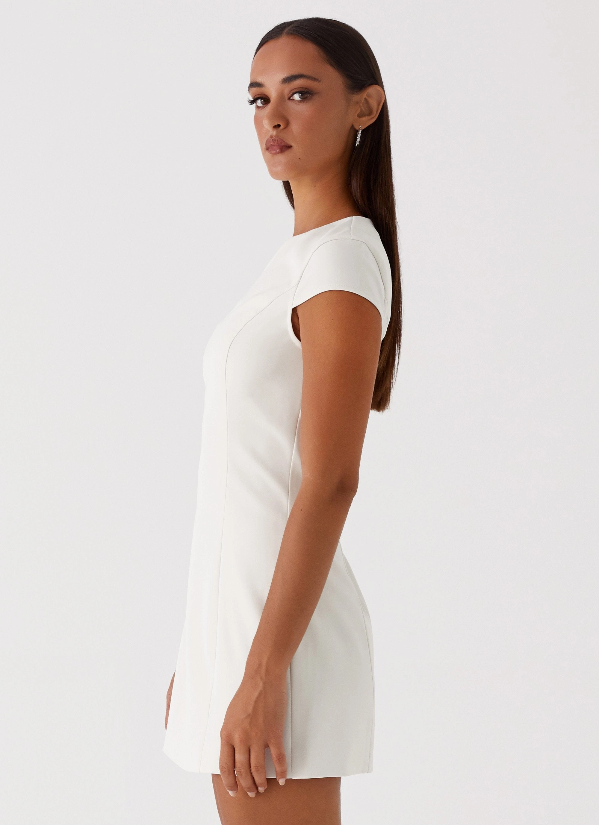 Harriet Mini Dress - Off White Neutral Mood Clean Lines