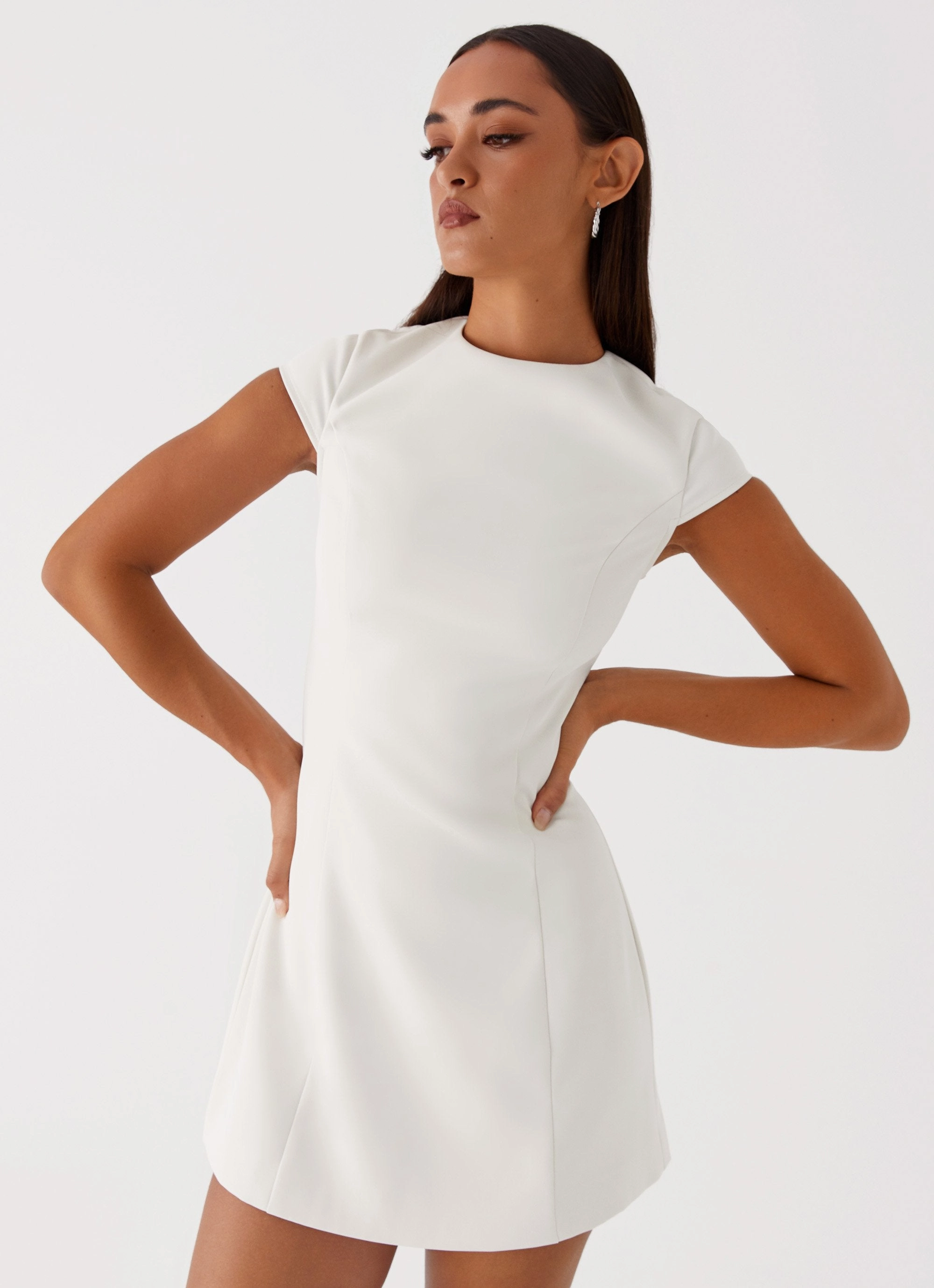 Harriet Mini Dress - Off White Soft Silhouette Relaxed Waist