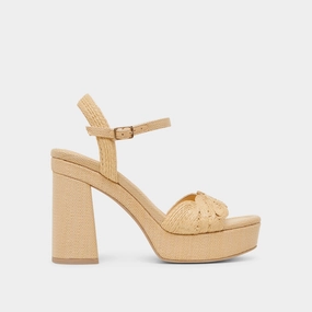 Sparkle Shine Heightened Style TINAYA HEELS LT NATURAL RAFFIA
