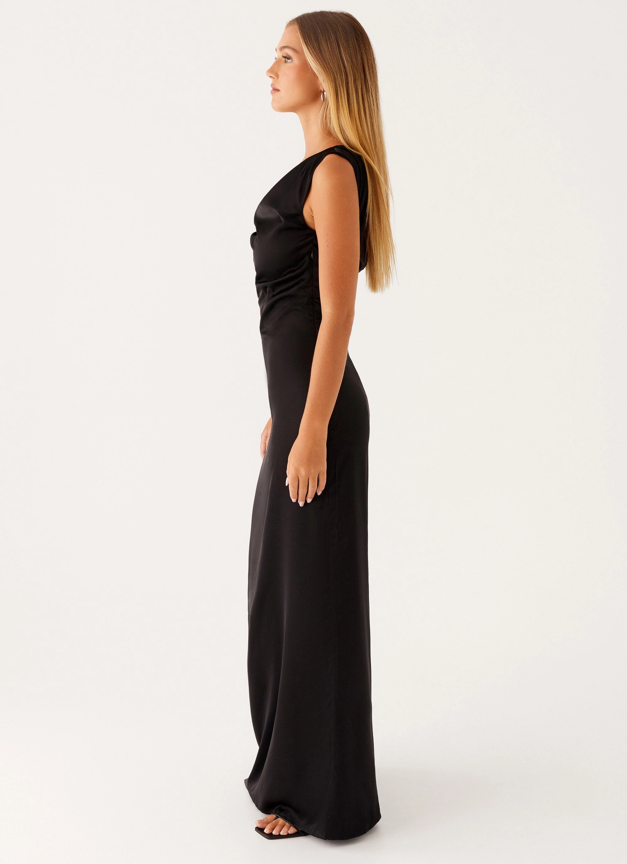 Heart Of Glass Satin Maxi Dress - Black Comfy Fit Casual Feel