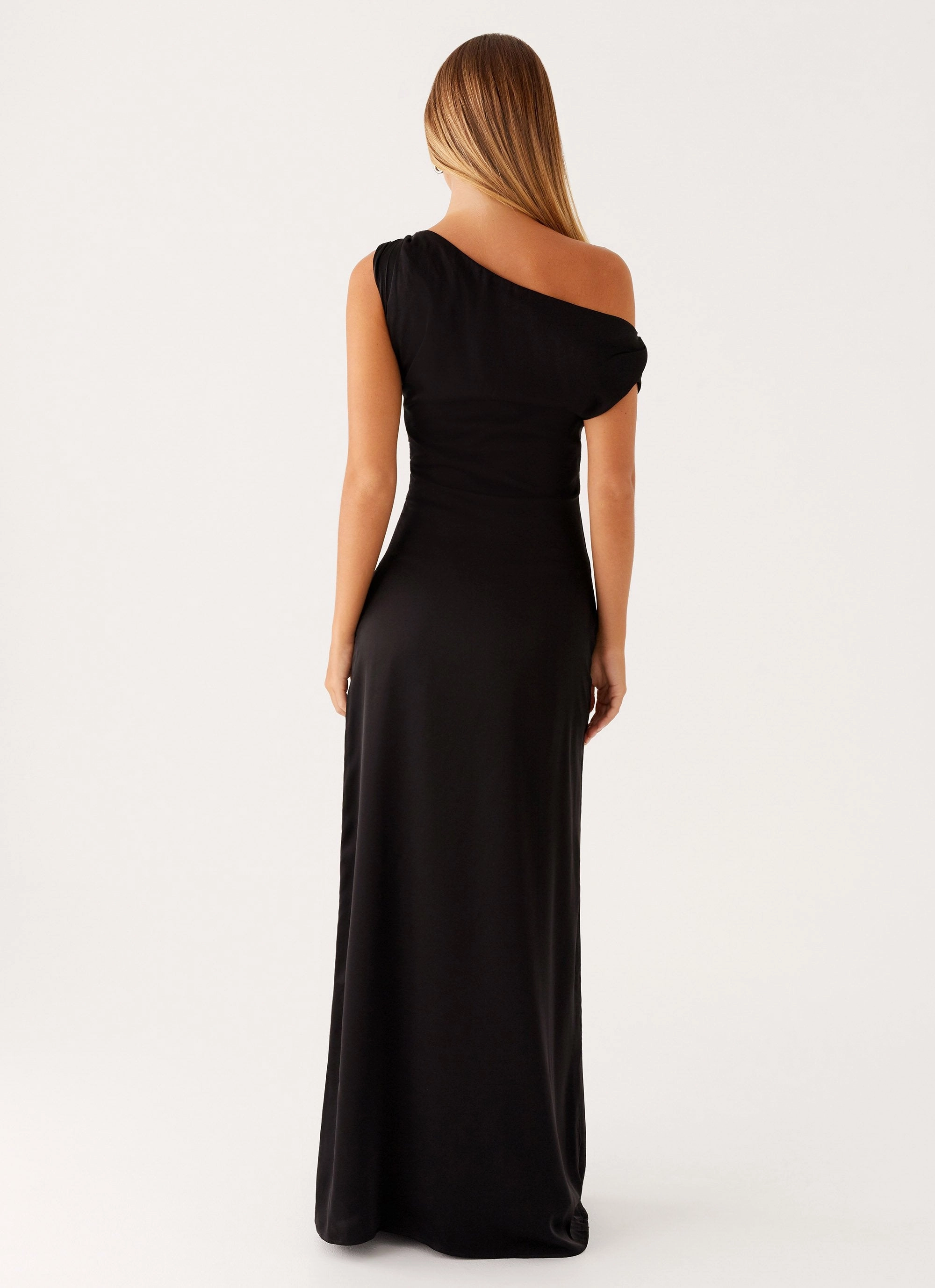 Heart Of Glass Satin Maxi Dress - Black Bold Elegance Delicate Edge