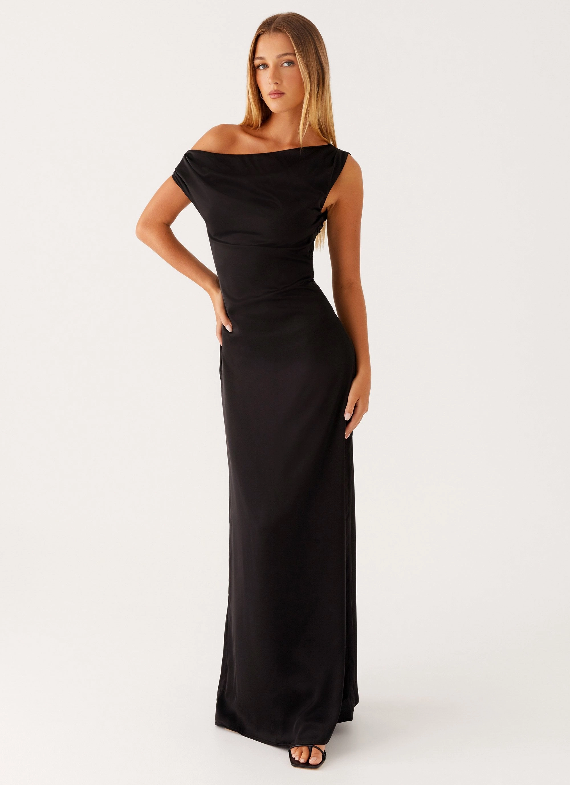 Urban Line Work Look Heart Of Glass Satin Maxi Dress - Black